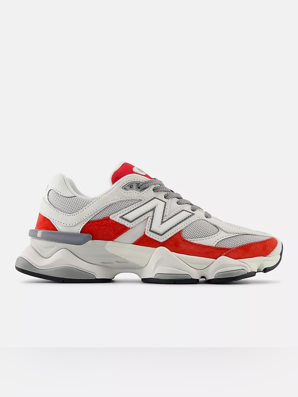 New Balance White and Red Retro-Style Runner 9060